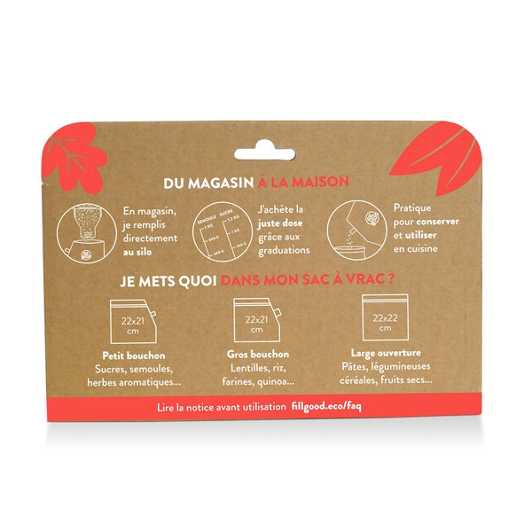 Sacs à vrac doseurs (petit et gros bouchon et zip) 1,2l et 1,5l - 2